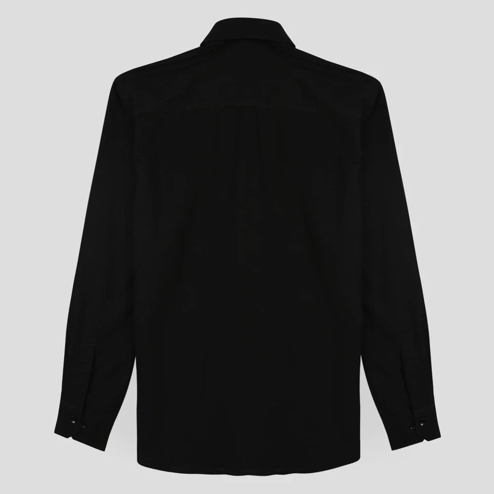 Formal Cotton Satin Shirt - Black