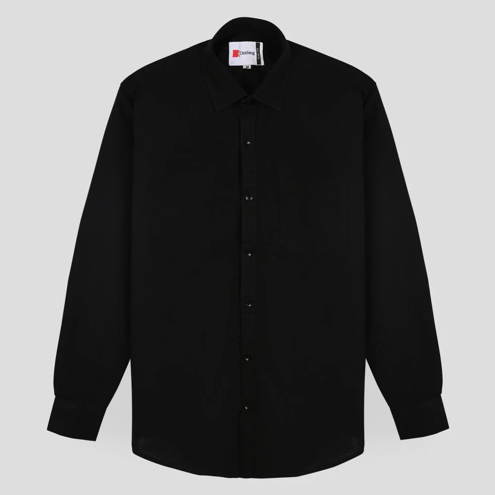 Formal Cotton Satin Shirt - Black