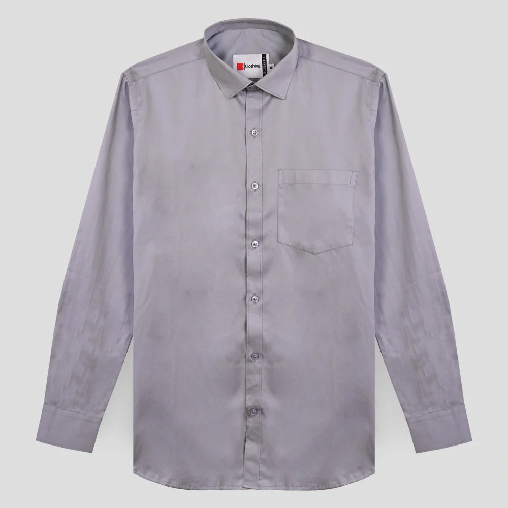 Formal Cotton Satin Shirt - Light Grey