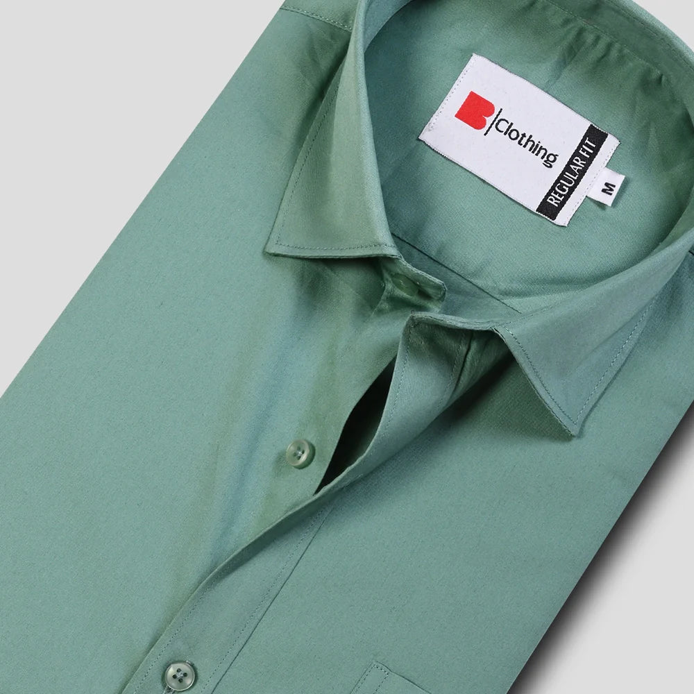 Formal Cotton Satin Shirt - Mint Green