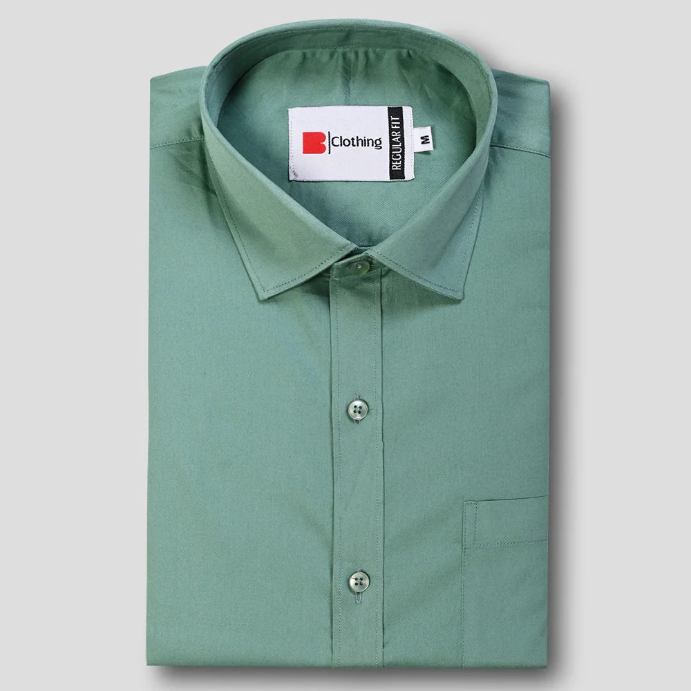 Formal Cotton Satin Shirt - Mint Green