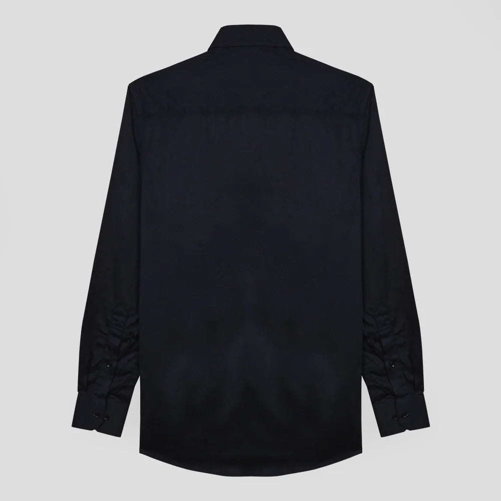 Formal Cotton Satin Shirt - Navy Blue