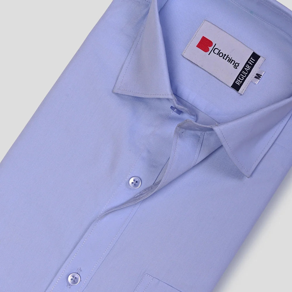 Formal Cotton Satin Shirt - Powder Blue