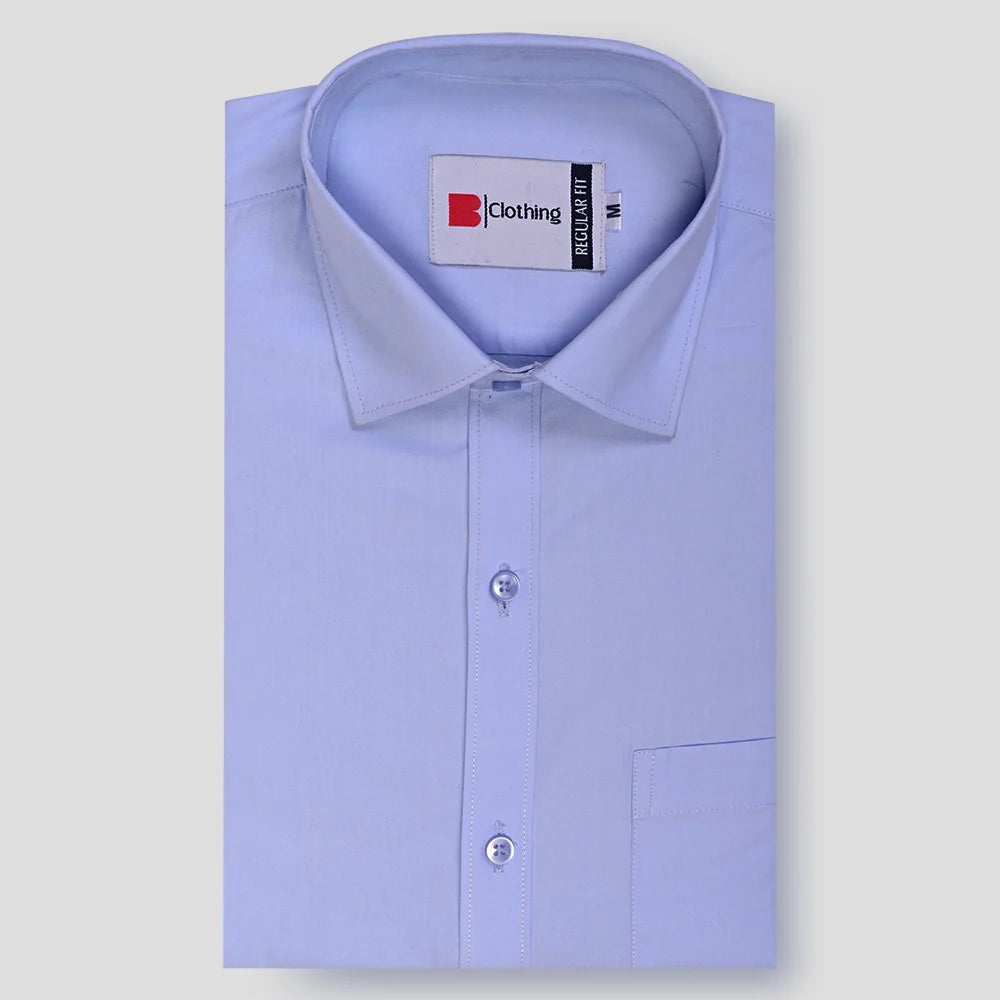 Formal Cotton Satin Shirt - Powder Blue