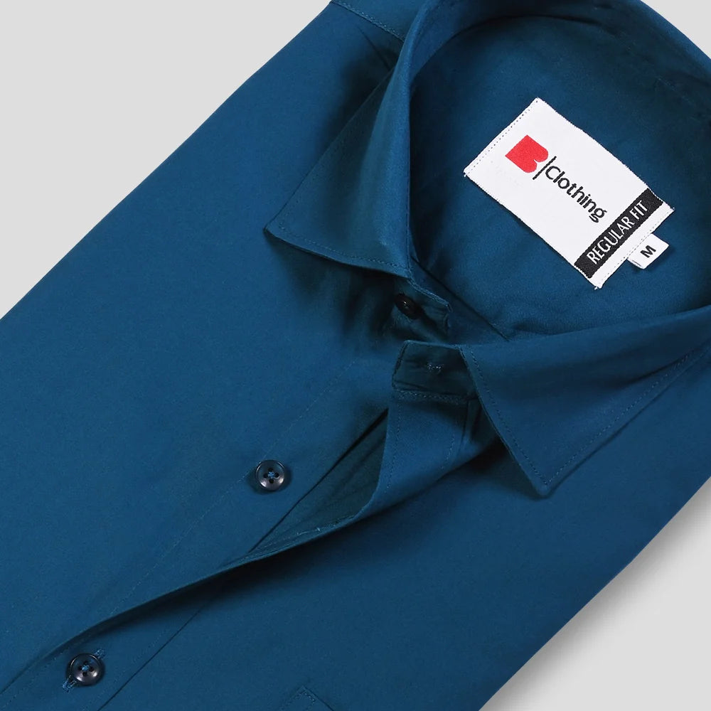 Formal Cotton Satin Shirt - Teal