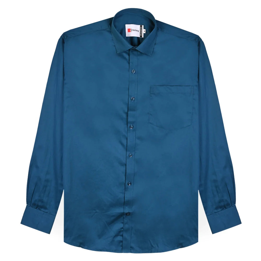 Formal Cotton Satin Shirt - Teal