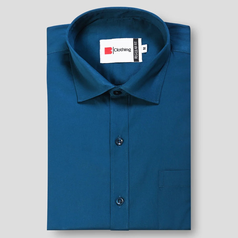 Formal Cotton Satin Shirt - Teal