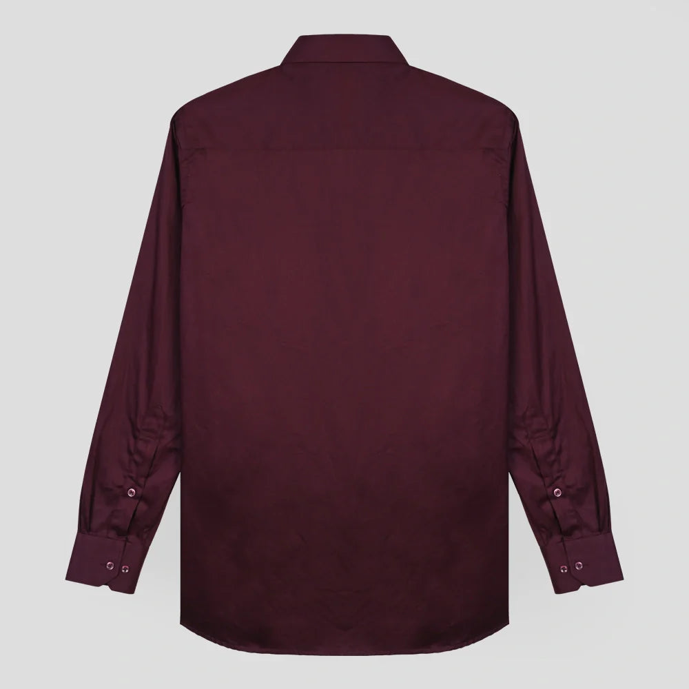 Formal Cotton Satin Shirt - Wine
