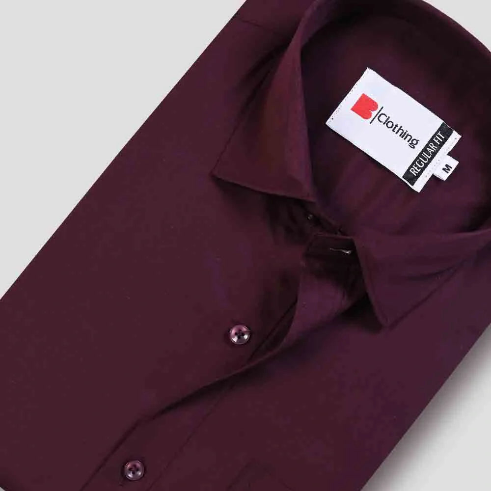 Formal Cotton Satin Shirt - Wine