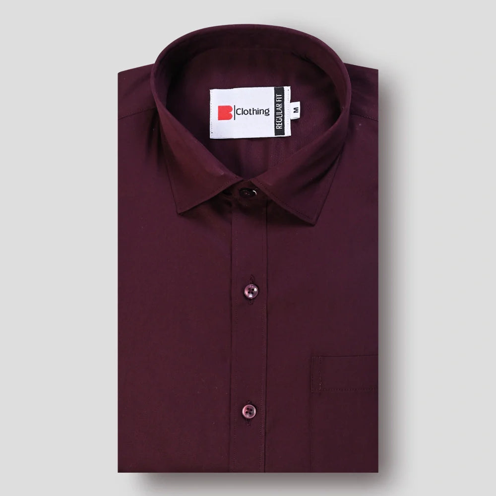 Formal Cotton Satin Shirt - Wine