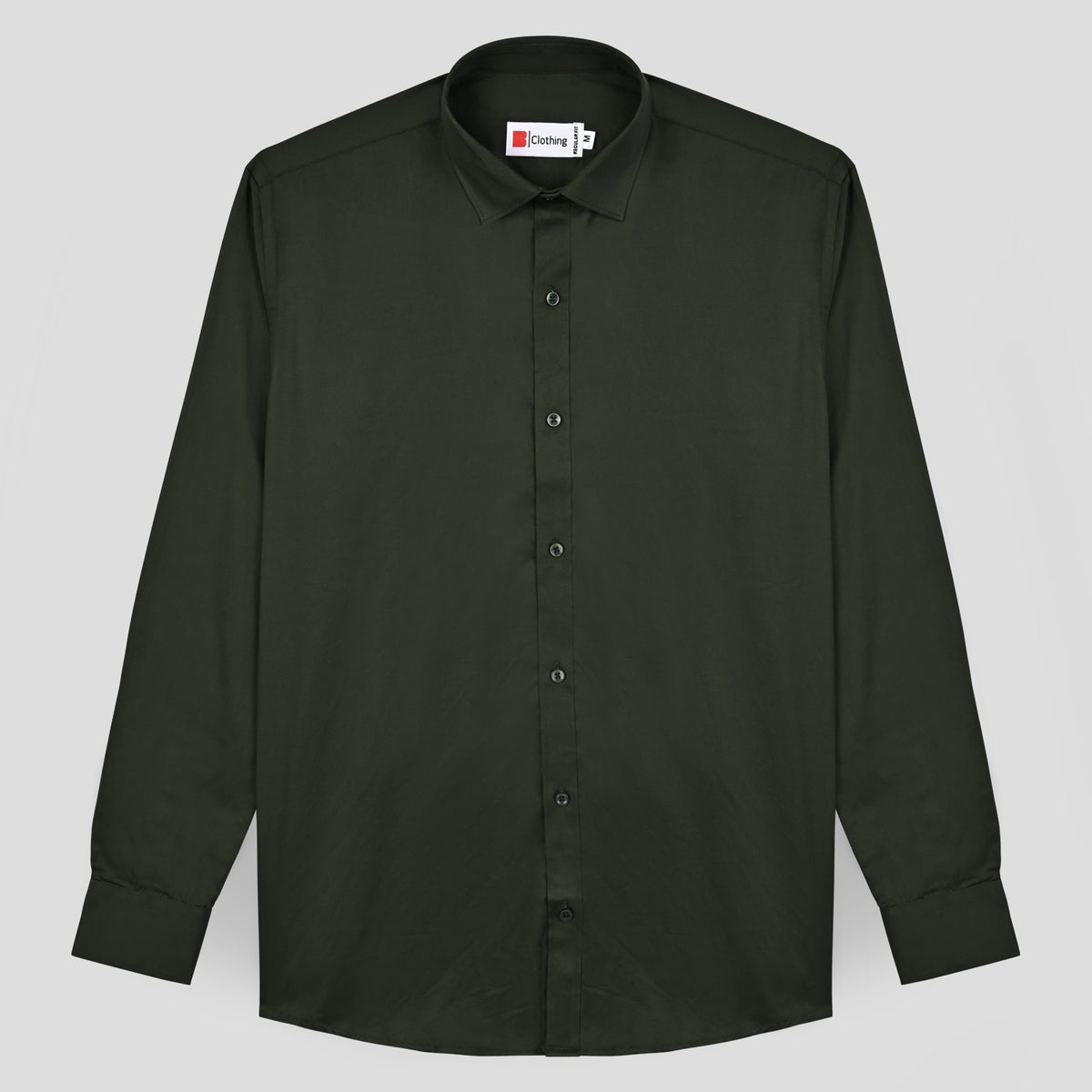 Formal Cotton Satin Shirt - Bottle Green