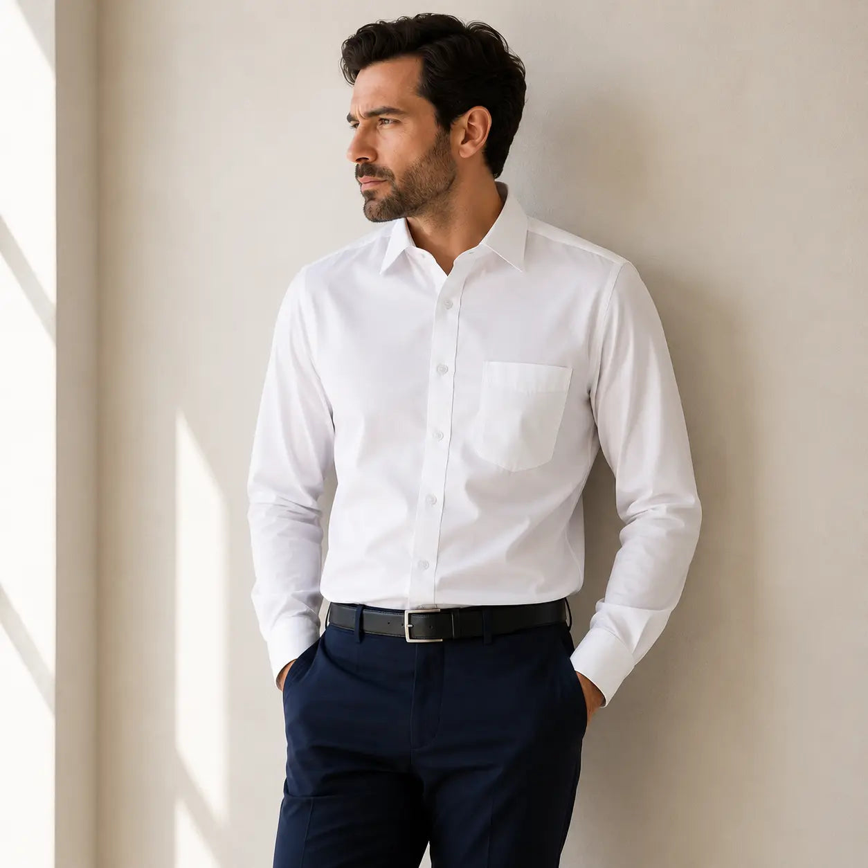Formal Cotton Satin Shirt - White